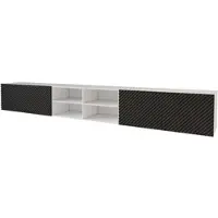 ALTDECOR TV-Schrank ZENO-W mit Gefrästen Fronten 3x100x40x40 Lowboard hängend, TV Möbel, TV Cabinet, Fernsehtisch, Fernsehschrank, TV Kommode, TV Tisch, TV Sideboard, TV Board - Weiß / Schwarz