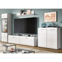 Inn.Furn Wohnwand "Cover" in weiß Hochglanz 4-teilig 315 x 160 cm