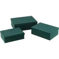 J-Line Set Von 3 Dosen Rechteckig Velours Papier Grün