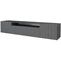 ALTDECOR TV-Schrank NOA-2-W mit Gefrästen Fronten 200x40x41 Lowboard hängend, TV Möbel, TV Cabinet, Fernsehtisch, Fernsehschrank, TV Kommode, TV Tisch, TV Sideboard, TV Board - Graphit