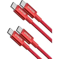Anker 2er-Pack neue USB-C-zu-USB-C-Kabel aus Nylon (1 m, 60 W), rot
