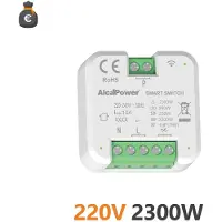 Alcapower Smart Switch 220-240V AC WLAN Intelligenter Schalter 2300W 10A für Hausautomation und Laststeuerung - 44x44x22mm