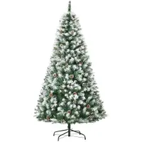 OEM Künstlicher Weihnachtsbaum, 180 cm, 800 Zweige, 61 Zapfen, feuerfest, verschneite Spitzen.