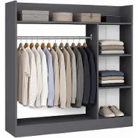 VCM Palosa Kleiderschrank H. 115 x B. 118 x T. 35 cm mit Kleiderstange & Regalfächern Offene Garderobe - Palosa M