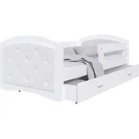 FDM Bett MEGI 80x180 cm Kinderbett Polsterbett mit Schublade Lattenrost Rausfallschutz Jugendbett weiß trinity