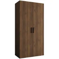 MEBLE KRYSPOL Schrank 100x202x52 cm mit Kleiderstange, 2xTür, BARI, Warmia-Nuss, Griff Schwarz