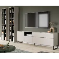 Inn.Furn Wohnwand "Morena" in kaschmir und schwarz Wohnkombination 305 cm, Soft-Close