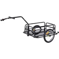 Northio Fahrradanhänger Lastenanhänger 40 Kg Belastbarkeit, Transportanhänger Mit Klappbarer Kupplung, Schwarz, 155X71,5X77Cm