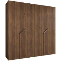 MEBLE KRYSPOL Schrank 200x202x52 cm mit Kleiderstange, 4xTür, ANDREW, Warmia-Nuss, Griff Kaschmir