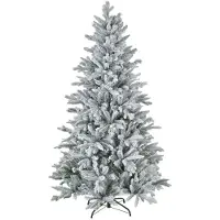 OEM Artifizieller Weihnachtsbaum 180 cm, schneefroren, flammensicher, metallischer Fuß, biegsame Äste, grün