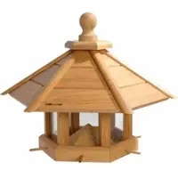 Luxus-Vogelhaus Sehr großes Eiche Vogelhaus "Anflug", geöltes Eichenholz mit Futtersilo/Anflugstangen 55x62x43