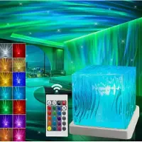 Aurum 16 Farben Nordlicht Aurora Projektor Lampe RGB LED Ozean Welle Würfel Nachtlicht