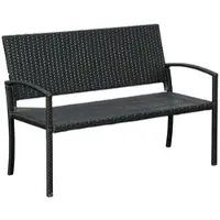 MODFU Gartenbank 2-Sitzer Polyrattan Schwarz 85x122x60 cm mit stabilem Stahlgestell UV-beständig wasserabweisend für Garten Terrasse Balkon