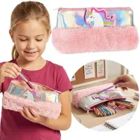 Starpak Plüsch-Federmäppchen mit Einhorn-Motiv für Mädchen, Federtasche für Schulutensilien, 22 x 12 x 3 cm Einheitsgröße