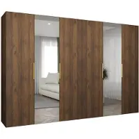 MEBLE KRYSPOL , Kleiderschrank, Schrank 300 cmx202x52, Warmia-Nuss, Gold