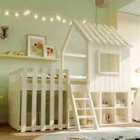 OEM Massivholz-Kinderstapelbett 90x200 cm, weiß, mit Klimmlader, ohne Matratze