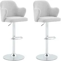 OKWISH 2er-Set Verstellbares Barhocker mit 360°-Drehfunktion, Drehstuhl integrierter Fußstütze, höhenverstellbar, Hellgrau