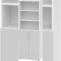 Bümö Aktenregal & Schrank abschließbar, Büroschrank Regal Kombination Holz 80cm breit in Weiß/Grau - abschließbarer Schrank für's Büro &