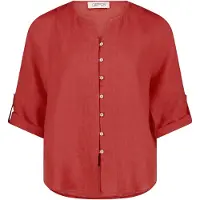 Cartoon Klassische Bluse "Leinenbluse mit V-Ausschnitt", Damen, Gr. 42, braun (rust braun), Obermaterial: 100% Leinen LI., Blusen Klassische Bluse