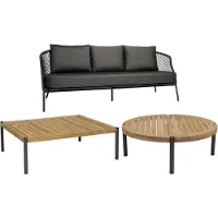 Stern Odea/Taro Gartenlounge-Set 3-teilig rechteckig/rund/3-Sitzer/schwarz