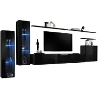 Meublorama AM-SWITCH 11-ZZ SW 11*7C/89KG, Schwarz, Mitteldichte Faserplatte (MDF), 8 Regale, 4 Tür(en), 400 mm, 3300 mm