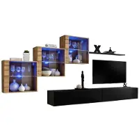 Meublorama AM-SWITCH 20-WTS SW 20*6C/91KG, 1 Regale, 5 Tür(en), Schwarz, Mitteldichte Faserplatte (MDF), 6 Schublade(n), 400 mm