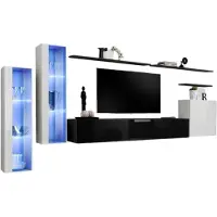 Meublorama AM-SWITCH 11-WS SW 11*7C/89KG, Schwarz, Mitteldichte Faserplatte (MDF), 8 Regale, 4 Tür(en), 400 mm, 3300 mm