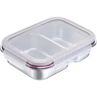 Westmark Lunchbox "Edelstahl Lunch Box/ Frischhaltedose, geteilt, 450 + 280 ml", (1 tlg.), auslaufsichere Brotdose – mikrowellen- & ofenfest