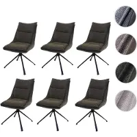 Mendler 6er-Set Esszimmerstuhl HWC-N71, Küchenstuhl, drehbar Auto-Return, Stoff/Textil (420g/m²) grün