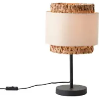 Brilliant natürliche Tischleuchte WATERLILLY | Hohe Tischlampe mit Stoffschirm & Wasserhyazinthe | 1x E27 Fassung max. 60W | Metall/Textil/Wasserhyazinthe