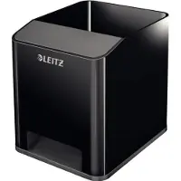 Leitz Stiftehalter WOW Sound, 1 Fach, Smartphone-Fach mit Soundverstärkung, schwarz