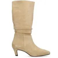 Manfield Beigefarbene Veloursleder-Stiefel | Größe 39