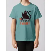 Wat? Apparel T-Shirt Cat in Teal Monstera | Gr.: 122/128