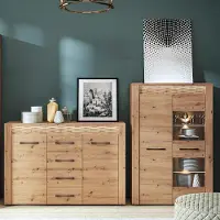 Lomadox Wohnwand inkl. LED Beleuchtung ARTA-131 in Artisan Eiche Nb., B/H/T: ca. 250/170/40 cm