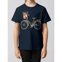 Wat? Apparel T-Shirt Fahrrad mit Blumen in Dunkelblau | Gr.: 134-146