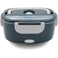 INF Elektrische Lunchbox mit Oxford-Stofftasche und Gabellöffel aus Edelstahl Grey