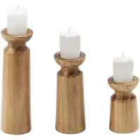 Semoic 3 Stück natürliche Kerzenhalter aus Holz, Retro-Stil Wir