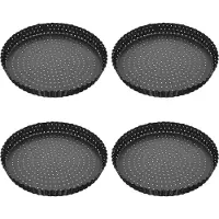 Semoic 4er-Set Quicheformen, 5-Zoll, rund, perforiert