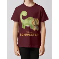 Wat? Apparel T-Shirt Dinosaurier 06 Kleine Schwester in Weinrot | Gr.: 122/128
