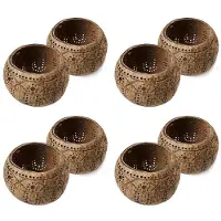 Semoic 4X Kerze Kokosnuss Schale,Kerzen Halter,Hand Gefertigter Kokosnuss Schalen Kerzen Halter für Teelicht Kleine Säule,Aufbewahrungs Schale
