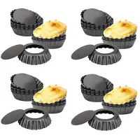 Semoic 52 StüCk Eier Kuchen Formen, 3 Zoll TöRtchen Formen mit Abnehmbarem Boden, Cupcake Kuchen Muffin Form, Blech Form, Backen Werkzeug Teile