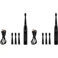 Zandona 2X Ultraschall Sonic Electric Zahnbürste Ladezahnbürsten Waschbare Schwarz