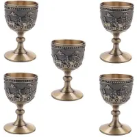 Semoic 5X Klassische Metall Wein Tasse Handgemachte Kleine Becher Haushalt Kupfer Wein Glas Schnitzmuster