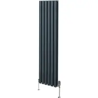 MonsterShop Oval Röhrenheizkörper & Chrom Thermostatventile – 1600mm x 360mm - Weiß