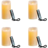 Semoic 4X LED-Kerzen, Flackernde Flammenlose Kerzen, Wiederaufladbare Kerze, Echtwachskerzen mit Fernbedienung A, 12,5 cm