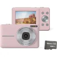INF Digitalkamera 44MP/1080P/16X Digitalzoom/Blitz/32-GB-Speicherkarte Rosa