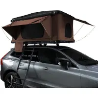 Monster Dachzelt für 2-3 Personen, Braun, 129cm Breite, mit Gasdruckfeder und Teleskopleiter