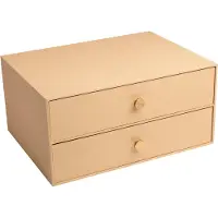 Exacompta OfficeByMe Schubladenbox A4+ Beige, 2 Schubladen mit Goldknopf, FSC-Karton, stapelbar, plastikfrei