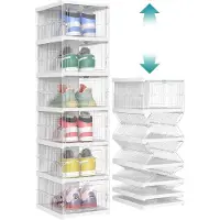 Songmics Schuhschrank mit 6 Schuhboxen transparent-wolkenweiß LSP205W01