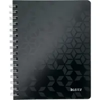 Leitz Notesblok WOW PP A5 lin.80ark m/hul sort - (6 stk.)